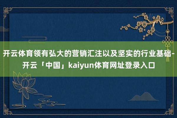 开云体育领有弘大的营销汇注以及坚实的行业基础-开云「中国」kaiyun体育网址登录入口