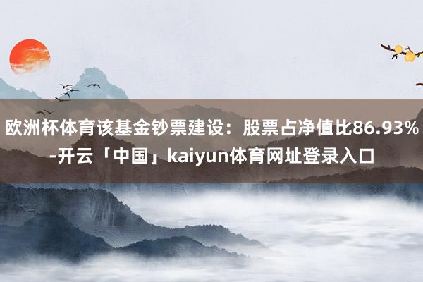 欧洲杯体育该基金钞票建设：股票占净值比86.93%-开云「中国」kaiyun体育网址登录入口