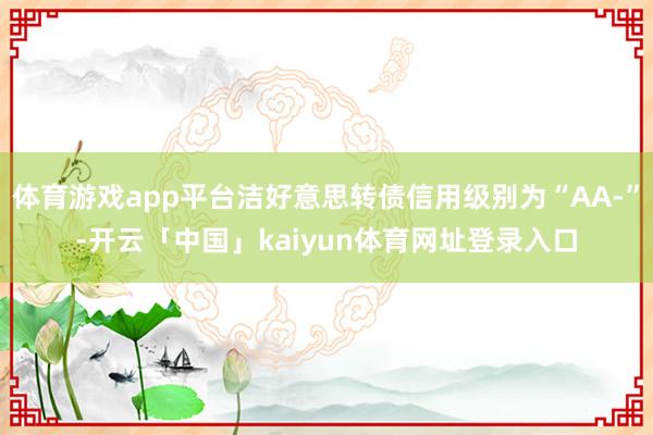 体育游戏app平台洁好意思转债信用级别为“AA-”-开云「中国」kaiyun体育网址登录入口