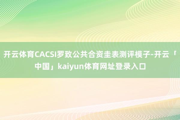 开云体育CACSI罗致公共合资圭表测评模子-开云「中国」kaiyun体育网址登录入口