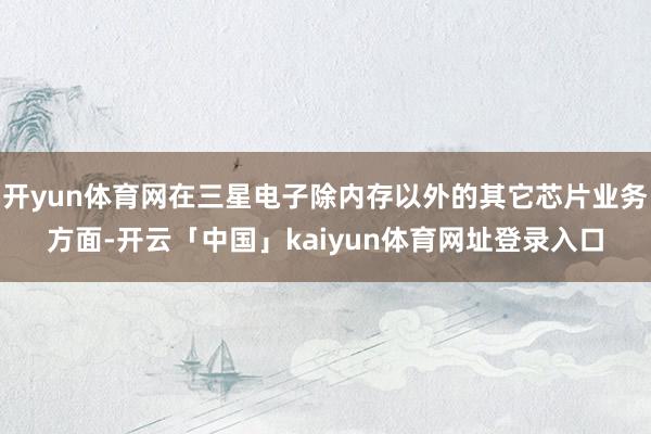开yun体育网在三星电子除内存以外的其它芯片业务方面-开云「中国」kaiyun体育网址登录入口